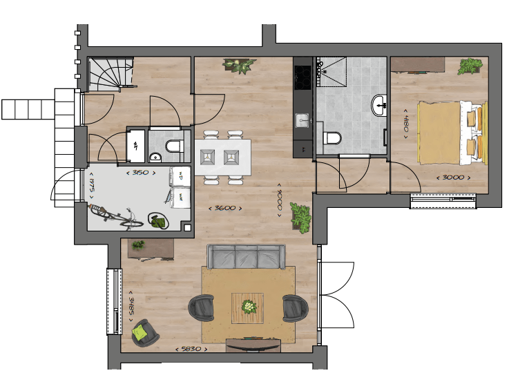 Ingekleurde plattegrond bwnr 5 Vogelhof